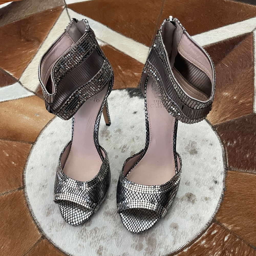 Vince Camuto Black and Silver Heels